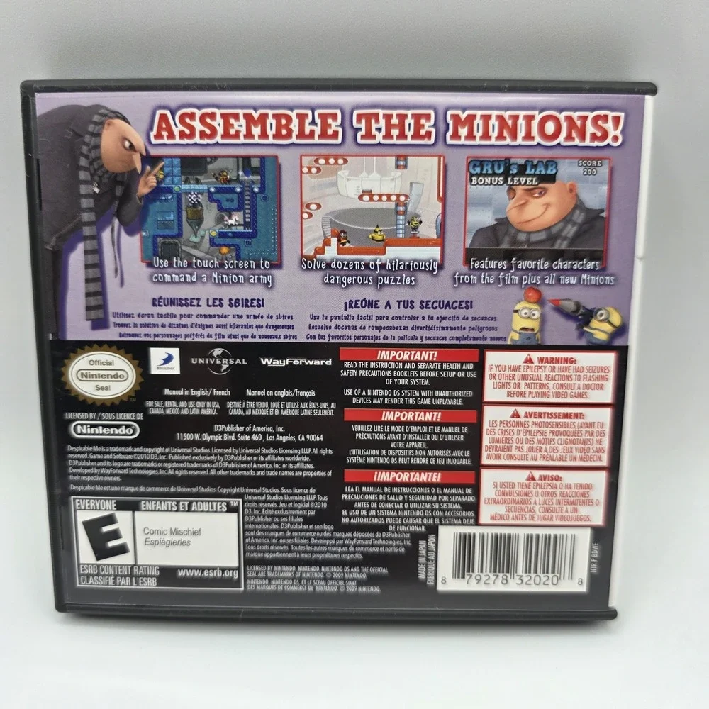 Despicable Me: The Game - Minion Mayhem (Nintendo DS, 2010) Untested! Complete!
